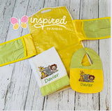 Fox and Sloth Themed Baby Bag, Diaper Changing Pad, Wipes Clutch, Baby Blanket, Burp Cloth and Bib for Boy