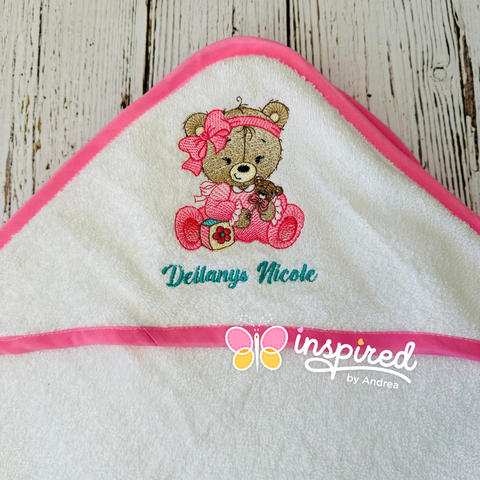 Baby Bear with Bow Hooded Towel