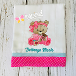 Baby Bear with Bow Burp Cloth