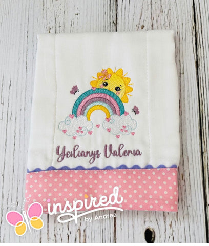 Rainbow with Sun Burp Cloth 2