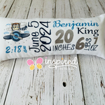 Aviator Bear Birth Announcement Pillow