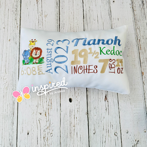 Safari Birth Announcement Pillow