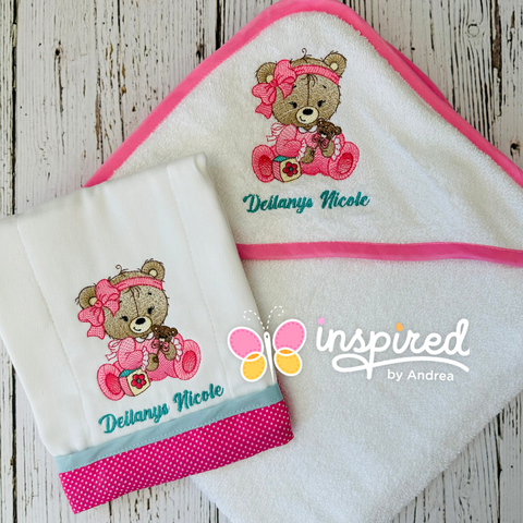 Baby Bear Hooded Towel and Burp Cloth