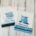 Whale Theme Burp Clothes