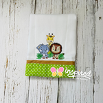 Safari Baby Themed Two Burp Cloths and Bib