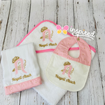 Monogram Crown Hooded Towel, Burp Cloth and Bib