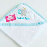 Elephant with Bird Hooded Towel