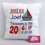 Sailboat Birth Announcement Pillow