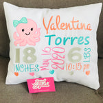 Octopus Birth Announcement Pillow