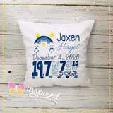 Rainbow Birth Announcement Pillow