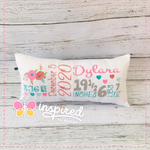 Embroidered Flowers Birth Announcement Pillow