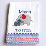 Mom and Baby Elephant Burp Cloth