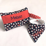 Nautical Themed Wipes Bag Clutch And Bandana Bib Set