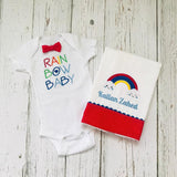 Rainbow Baby Onesie and Burp Cloth Set