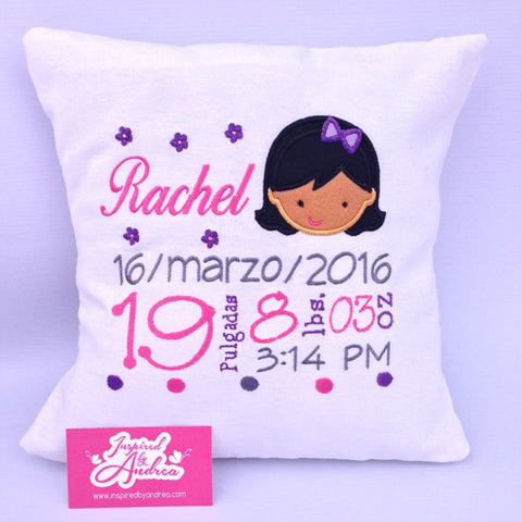 Girl Birth Announcement Pillow