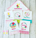 Flower Themed  Burp Cloths and Towel Set