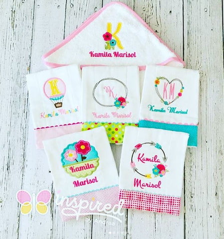 Flower Themed  Burp Cloths and Towel Set
