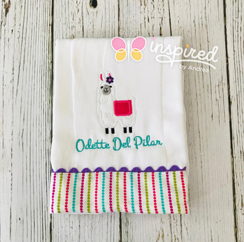 Llama with flower Burp Cloth