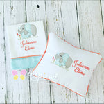 Elephant Small Pillow and Burp Cloth Set