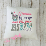 Llama Birth Announcement Pillow