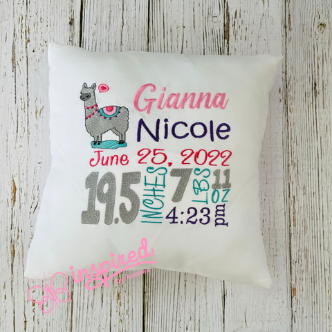 Llama Birth Announcement Pillow