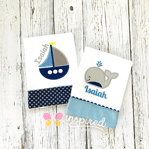 Set of 2 Nautical Theme Burp Clothes