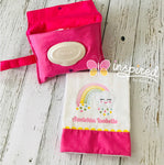 Rainbow Themed Wipes Bag Clutch And Burp Cloth Set