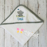 Baby Elephant Themed Hooded Towel, Burp Cloth and Bib