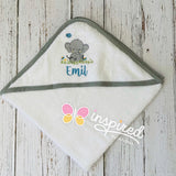 Baby Elephant Themed Hooded Towel, Burp Cloth and Bib