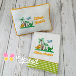 Dinosaur Family Small Pillow and Burp Cloth Set