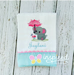 Girly Elephant with Umbrella Burp Cloth