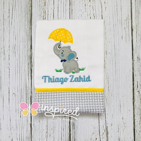 Elephant with Umbrella Burp Cloth