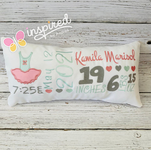 Ballerina Tutu Birth Announcement Pillow