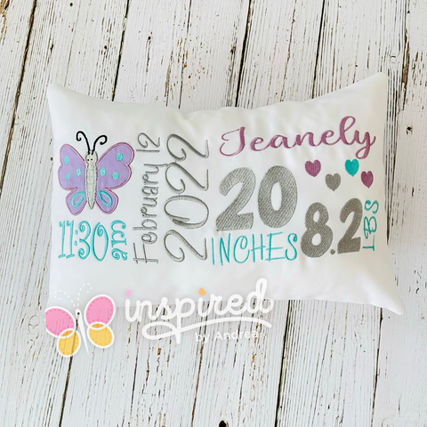 Butterfly Birth Announcement Pillow