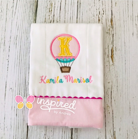 Monogrammed Hot Air Balloon Burp Cloth