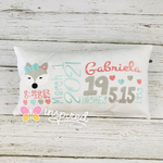 Fox Girl Birth Announcement Pillow