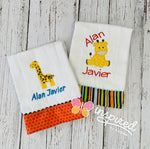 Set of 2 Giraffe Theme Burp Clothes