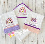 Boho Themed Hooded Towel and Two Burp Cloths 2