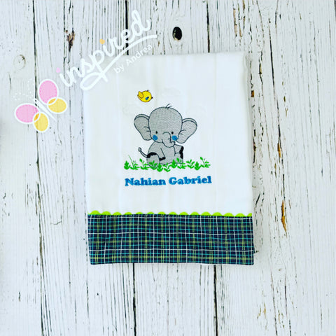 Baby Boy Elephant Burp Cloth