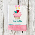 Cupcake with hearts Burp Cloth