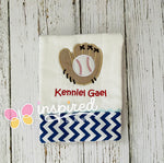 Baseball and Mitt Burp Cloth