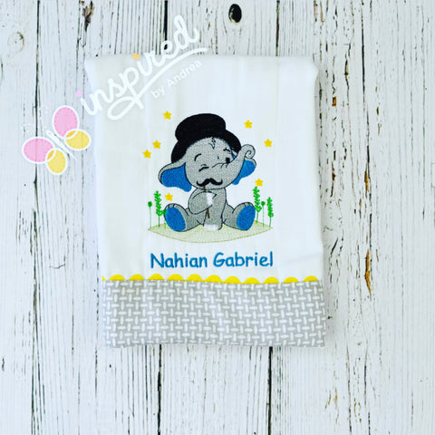 Elephant with Mustache Burp Cloth