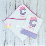 Big Bow Alpha Hooded Towel and Burp Cloth Set