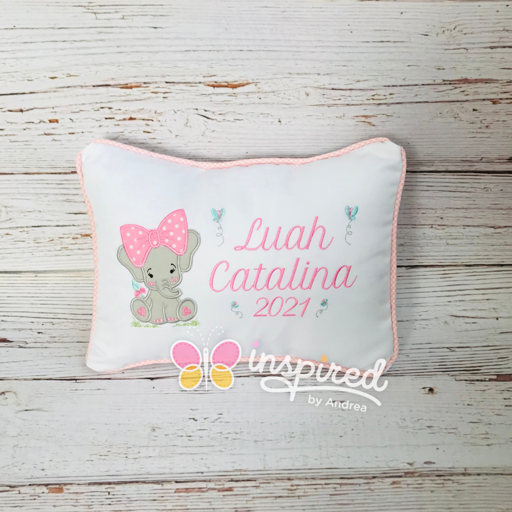 Big Bow Elephant Small Pillow Inspired by Andrea