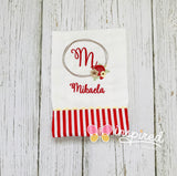 Monogrammed Circle and Flowers Burp Cloth