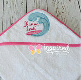 Surfer Girl Themed Hooded Towel and Two Burp Cloths.