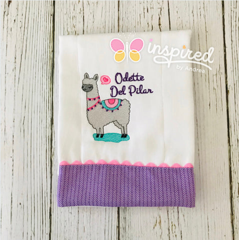Llama with heart Burp Cloth