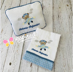 Monkey in Airplane Small Pillow and Burp Cloth Set