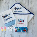 Airplane Themed Hooded Towel and Two Burp Cloths.